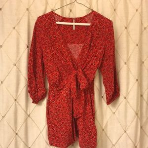Free People Red Patterned Tunic